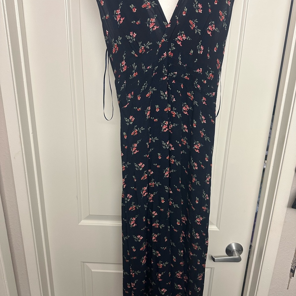 Modcloth Blue Pink Sleeveless Wrap Maxi Dress